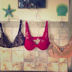 Three unpadded Size 38D underwire Bras